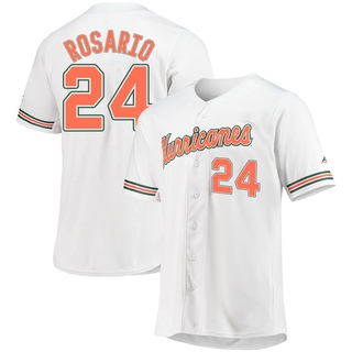 Alejandro Rosario Replica White Men's Miami Hurricanes Full-Button Baseball Jersey