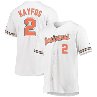 CJ Kayfus Replica White Men's Miami Hurricanes Full-Button Baseball Jersey