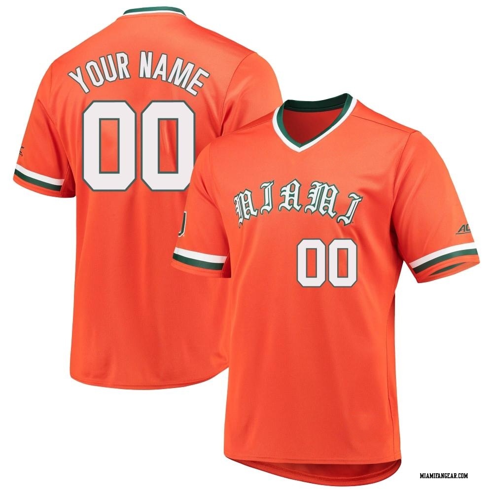 Custom Replica Orange Youth Miami Hurricanes V-Neck Baseball Jersey - Miami  Store
