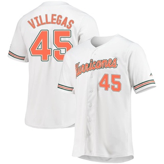 Edgardo Villegas Replica White Men's Miami Hurricanes Full-Button Baseball Jersey