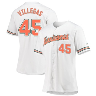 Edgardo Villegas Replica White Women's Miami Hurricanes Full-Button Baseball Jersey